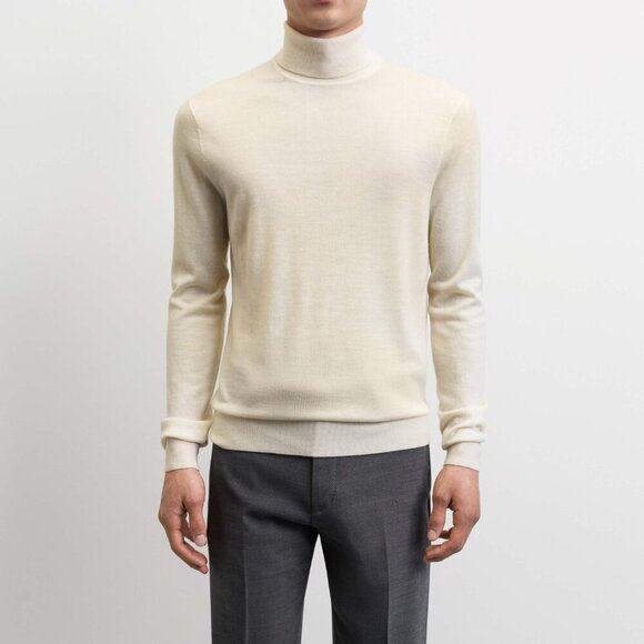 TIGER OF SWEDEN Merino Wool Turtleneck Sweater Nevile Pullover in Ivory Medium - Picture 1 of 16